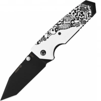 Нож складной Hogue EX-02 Tanto Skulls & Bones, сталь 154CM, рукоять ABS-пластик, молочный купить в Витебске