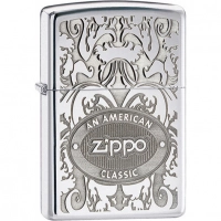 Зажигалка ZIPPO American Classic, латунь с покрытием High Polish Chrome, серебристый, 36х12×56 мм купить в Витебске