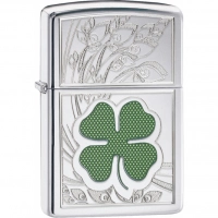 Зажигалка ZIPPO Classic «Клевер» с покрытием High Polish Chrome купить в Витебске