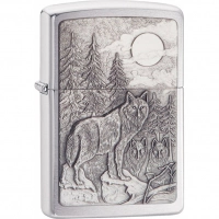 Зажигалка ZIPPO Classic Волк с покрытием Brushed Chrome купить в Витебске