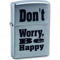 Зажигалка ZIPPO Don`t worry Brushed Chrome, латунь, ник.-хром. покр., серебр., матов., 36х56х12 мм купить в Витебске