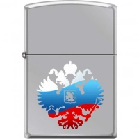 Зажигалка ZIPPO Двуглавый орёл, латунь/сталь с покрытием High Polish Chrome, серебристая, 36x12x56мм купить в Витебске