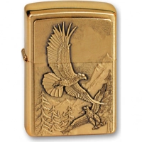 Зажигалка ZIPPO Eagles, латунь с покрытием Brushed Brass, золотистый, матовая, 36х12×56 мм купить в Витебске