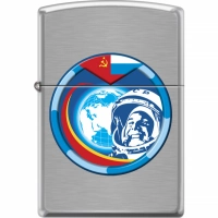 Зажигалка ZIPPO Гагарин с покрытием Brushed Chrome купить в Витебске