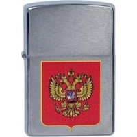 Зажигалка ZIPPO Герб России, латунь с  покрытием Brushed Chrome, серебристый, матовая, 36х12×56 мм купить в Витебске