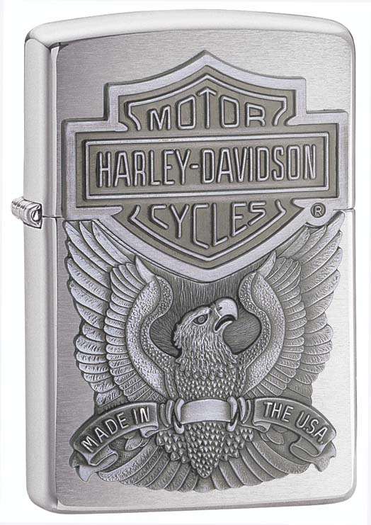 Зажигалка ZIPPO Harley-Davidson®, с покрытием Brushed Chrome, латунь/сталь, серебристая, 36x12x56 мм