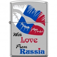 Зажигалка ZIPPO Из России с любовью, латунь/сталь с покрытием Satin Chrome, матовая, 36x12x56 мм купить в Витебске