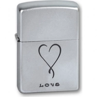 Зажигалка ZIPPO Love Satin Chrome, латунь с никеле-хромовым покрыт., серебр., матовая, 36х56х12 мм купить в Витебске